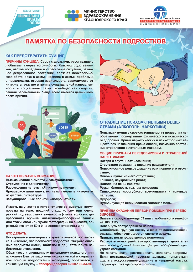Памятка по уходу за подростком
